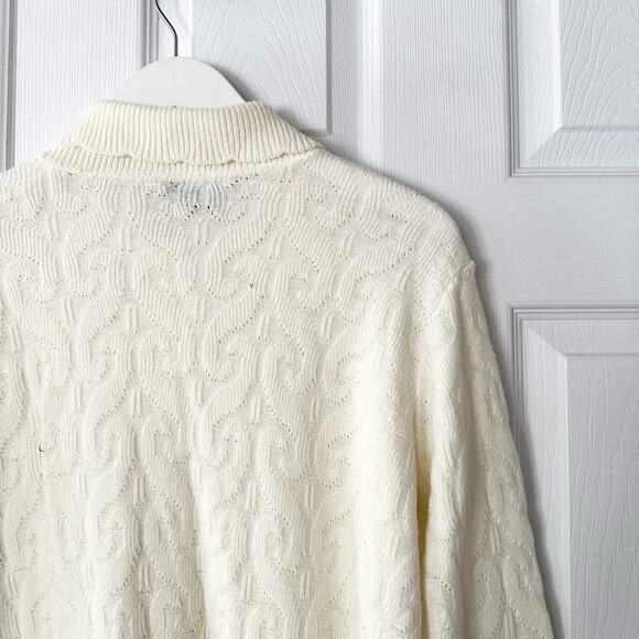 Cuddle Knit Wintuk Vintage Orlon Acrylic Collared Cable Knit Button Cardigan M - Picture 9 of 12